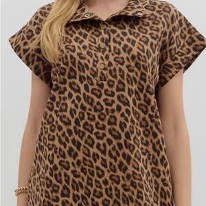 entro Leopard Print Mini Dress - Brown & Black